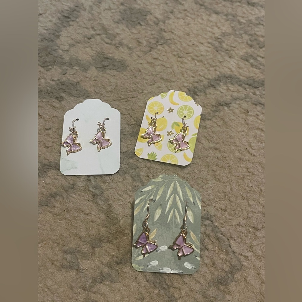 Lavender butterfly earrings